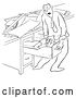 Vector Clip Art of Retro Office Worker Guy Sleeping in His Desk Drawer by Picsburg