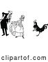 Vector Clip Art of Retro Old Couple and Dancing Rooster by Prawny Vintage