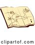 Vector Clip Art of Retro Open Foldable Hiking Trail Map with an X at a Summit by Patrimonio
