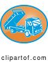 Vector Clip Art of Retro Orange and Blue Dump Truck Logo by Patrimonio