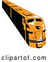 Vector Clip Art of Retro Orange Diesel Train by Patrimonio