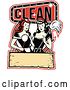 Vector Clip Art of Retro Pair of Maids with a Mop and Duster in a Clean Design by Patrimonio