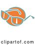 Vector Clip Art of Retro Pair of Orange and Green Sunglasses over an Orange Circle by Andy Nortnik