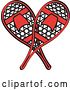 Vector Clip Art of Retro Pair of Red Snowshoes Crossed by Andy Nortnik