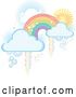 Vector Clip Art of Retro Pastel Rainbow with Clouds and Pixel Trails on White by Amanda Kate