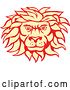 Vector Clip Art of Retro Pastel Yellow and Red Male Lion Face by Patrimonio