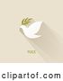 Vector Clip Art of Retro Peace Dove with an Olive Branch and Shadow over Tan with Text by Elena