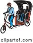 Vector Clip Art of Retro People Riding on a Rickshaw by Patrimonio