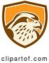 Vector Clip Art of Retro Peregrine Falcon Head in a Tan Brown White and Orange Shield by Patrimonio