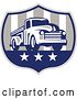 Vector Clip Art of Retro Pickup Truck in an American Themed Shield by Patrimonio