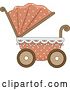 Vector Clip Art of Retro Pink and Floral Baby Carriage Pram by BNP Design Studio