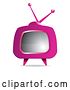 Vector Clip Art of Retro Pink Box Television with a Blank Screen by MilsiArt