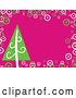 Vector Clip Art of Retro Pink Christmas Background with a Christmas Tree and Bubbles by Prawny