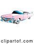 Vector Clip Art of Retro Pink Convertible 1959 Cadillac Car with Chrome Accents and the Top down by Andy Nortnik