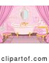 Vector Clip Art of Retro Pink Fairy Tale Bathroom Interior with a Clawfoot Tub by Pushkin