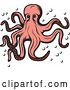 Vector Clip Art of Retro Pink Octopus with Bubbles by Vector Tradition SM