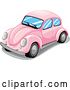 Vector Clip Art of Retro Pink VW Slug Bug Car by Graphics RF