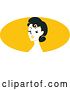 Vector Clip Art of Retro Pinup Lady from the Shoulders up over a Yellow Oval by BNP Design Studio
