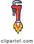 Vector Clip Art of Retro Pipe Monkey Wrench Rocket by Patrimonio