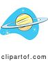 Vector Clip Art of Retro Planet Saturn on Blue with Stars by Xunantunich