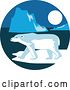Vector Clip Art of Retro Polar Bear and Ice Burgs at Night in a Circle by Patrimonio