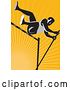 Vector Clip Art of Retro Pole Vault High Jump Athlete over Orange Rays by Patrimonio