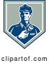 Vector Clip Art of Retro Police Guy with a Flashlight in a Shield by Patrimonio