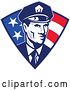 Vector Clip Art of Retro Police Officer over an American Triangle by Patrimonio