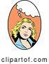 Vector Clip Art of Retro Pop Art Blond Lady with a Thought Balloon in an Oval by Brushingup