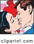 Vector Clip Art of Retro Pop Art Couple Kissing over Hearts by Brushingup