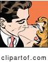 Vector Clip Art of Retro Pop Art Couple Kissing over Orange by Brushingup