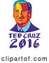 Vector Clip Art of Retro Portrait of Ted Cruz over Text by Patrimonio