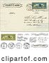Vector Clip Art of Retro Post Card with a Postmark Cash and Stamps by BestVector
