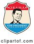 Vector Clip Art of Retro President Barack Obama Portrait in a Shield with Obama for President Text by Patrimonio