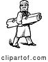 Vector Clip Art of Retro Printer Worker Carrying a Letter B by Prawny Vintage