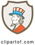 Vector Clip Art of Retro Profiled American Uncle Sam in a Taupe White and Brown Shield by Patrimonio