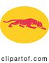 Vector Clip Art of Retro Prowling Panther on a Yellow Oval by Patrimonio