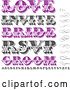 Vector Clip Art of Retro Purple and Swirls Letters and Marriage Words by BestVector