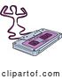 Vector Clip Art of Retro Purple Labeled Cassette Tape with the Tape Forming a Dancing Guy by Patrimonio