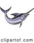 Vector Clip Art of Retro Purple Swordfish Leaping by Patrimonio