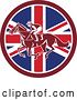 Vector Clip Art of Retro Racing Jockey in a British Flag Circle by Patrimonio