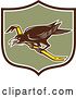 Vector Clip Art of Retro Raven Bird on a Crowbar in a Brown White and Green Shield by Patrimonio