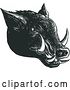 Vector Clip Art of Retro Razorback Boar Head, in Woodcut by Patrimonio