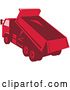 Vector Clip Art of Retro Rear View of a Red Toned Dump Truck Unloading by Patrimonio