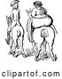 Vector Clip Art of Retro Rear View of a Skinny Guy and Fat Lady on Horses by Prawny Vintage