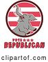 Vector Clip Art of Retro Rearing Political Elephant in a Circle with Vote Republican Text by Patrimonio
