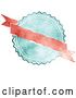Vector Clip Art of Retro Red and Blue Styled Badge Seal Label with a Blank Ribbon Banner by KJ Pargeter