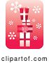 Vector Clip Art of Retro Red and White Stacked Gifts on Pink with Snowflakes by Prawny