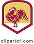 Vector Clip Art of Retro Red Crowing Rooster in a Shield by Patrimonio