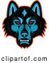Vector Clip Art of Retro Red Eyed Timber Wolf Mascot Head by Patrimonio